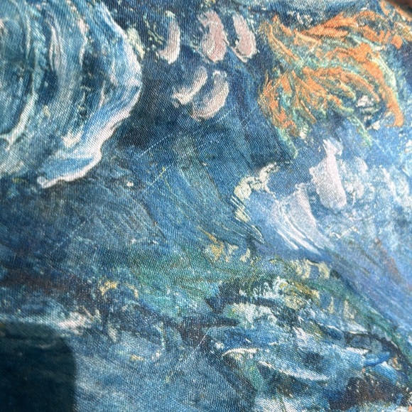 VTG Scarf Museum of Fine Arts Boston, Van Gogh Art Print, blue tones - Picture 6 of 14
